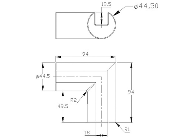 50 Channelled Pipe Elbow 90 Grade